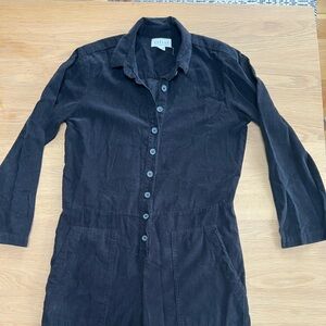 Velvet by Graham & Spencer Black thin corduroy Button-Up Jumpsuit